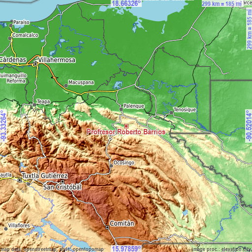 Topographic map of Profresor Roberto Barrios