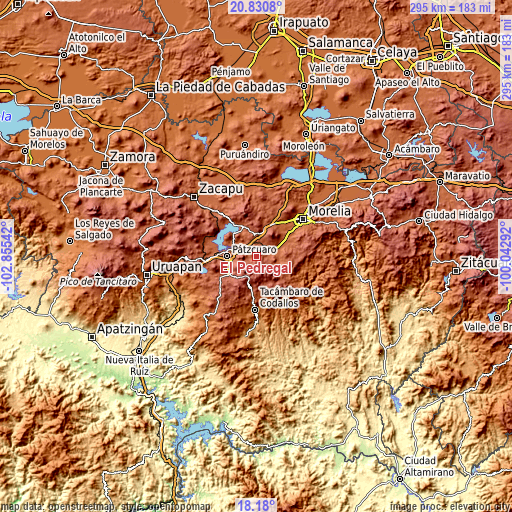 Topographic map of El Pedregal