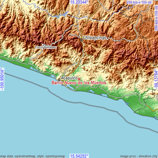 Topographic map of Barrio Nuevo de los Muertos