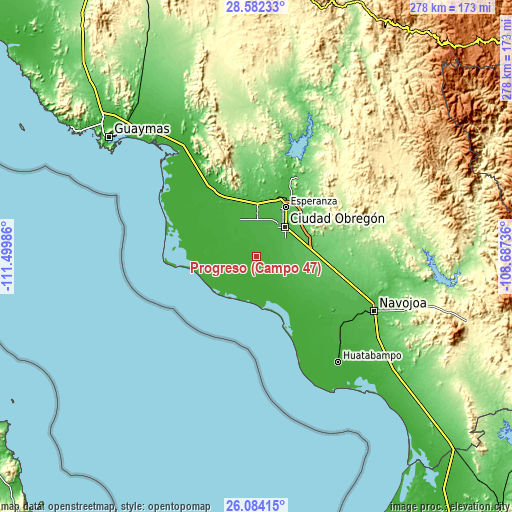 Topographic map of Progreso (Campo 47)
