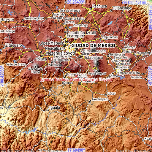 Topographic map of Ignacio Bastida (Santa Catarina Tlayca)