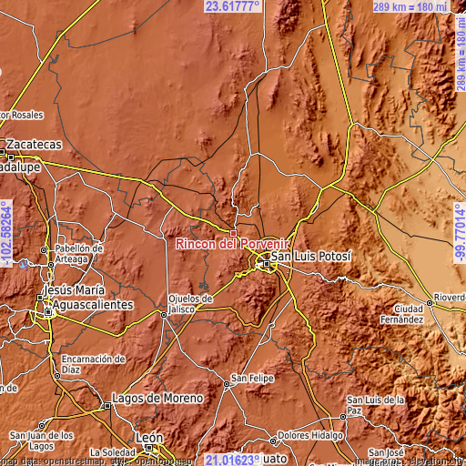 Topographic map of Rincón del Porvenir