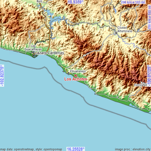 Topographic map of Los Achotes