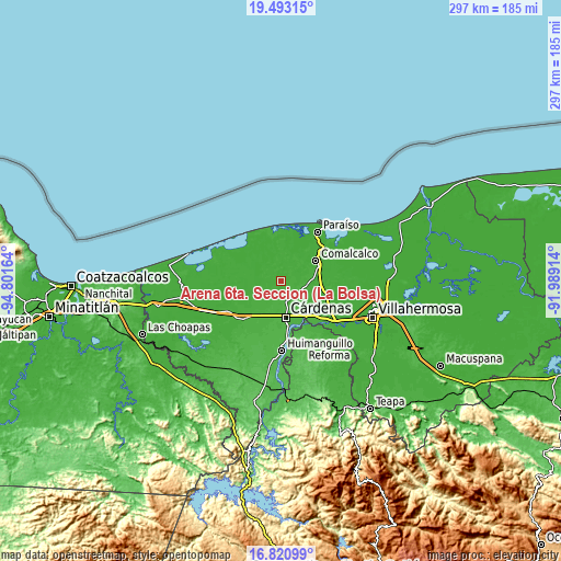 Topographic map of Arena 6ta. Sección (La Bolsa)