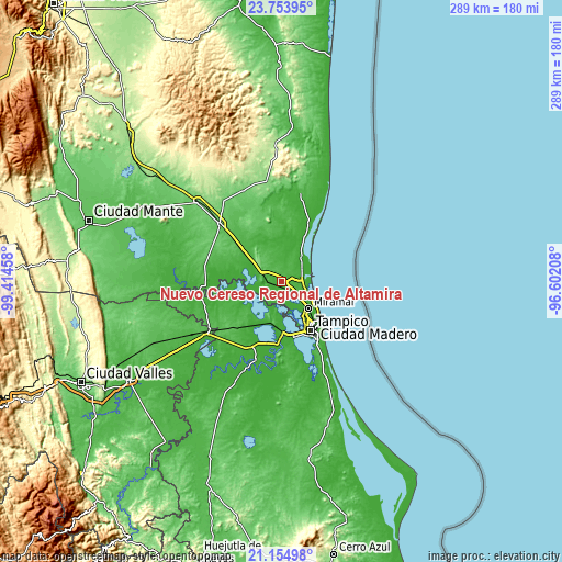 Topographic map of Nuevo Cereso Regional de Altamira