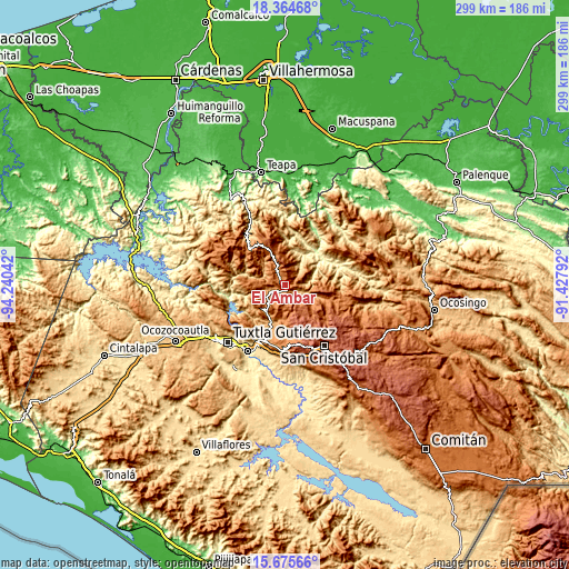 Topographic map of El Ámbar