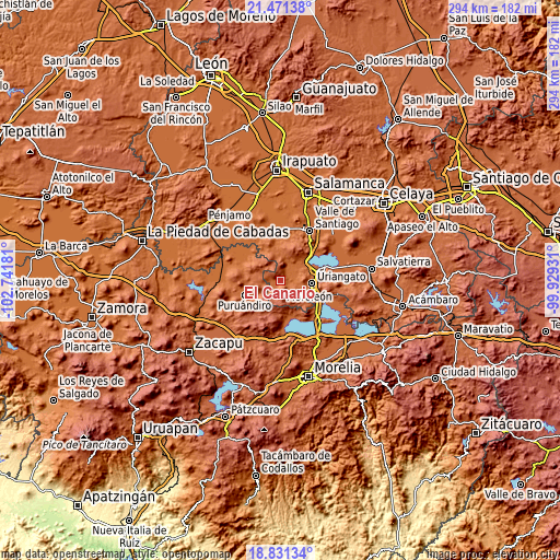 Topographic map of El Canario