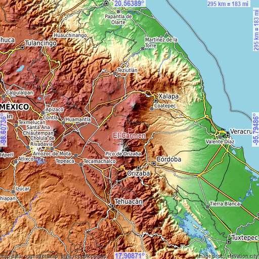 Topographic map of El Carmen