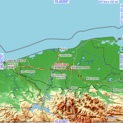 Topographic map of Boquiapa