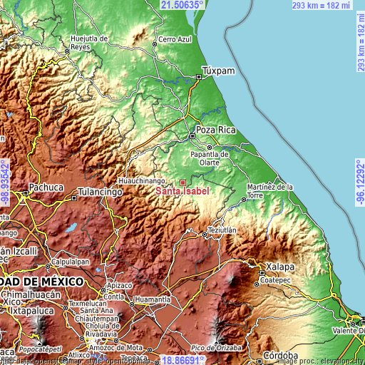 Topographic map of Santa Isabel