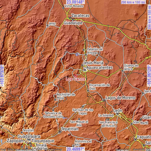 Topographic map of Los Caños