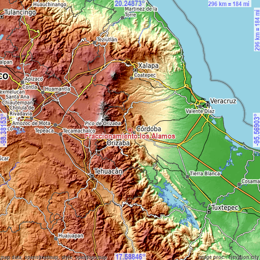 Topographic map of Fraccionamiento los Álamos
