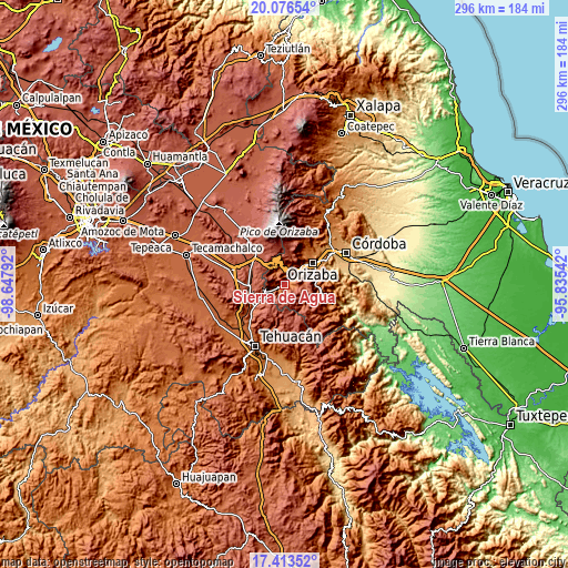 Topographic map of Sierra de Agua