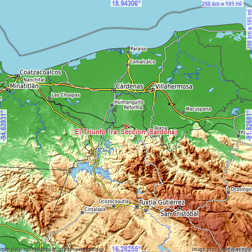 Topographic map of El Triunfo 1ra. Sección (Cardona)