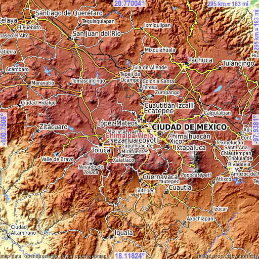 Topographic map of Chimalpa Viejo