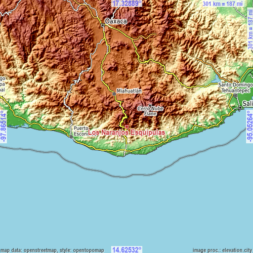 Topographic map of Los Naranjos Esquipulas