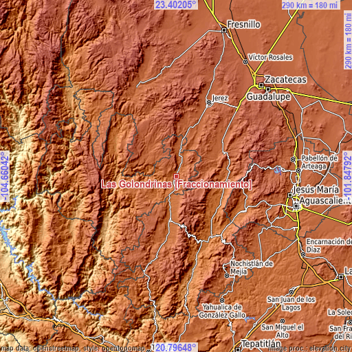 Topographic map of Las Golondrinas [Fraccionamiento]