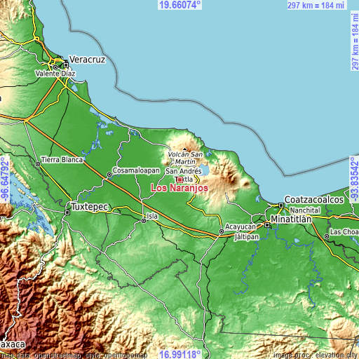 Topographic map of Los Naranjos