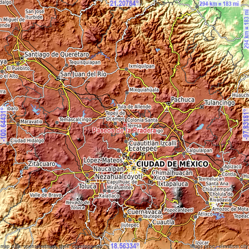 Topographic map of Paseos de la Pradera