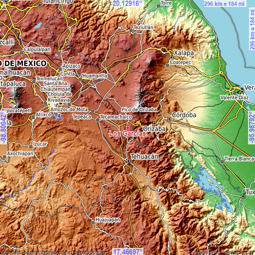 Topographic map of Los Garcías