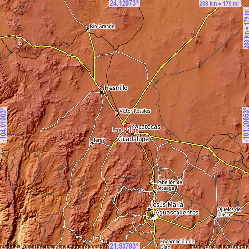 Topographic map of Las Pilas