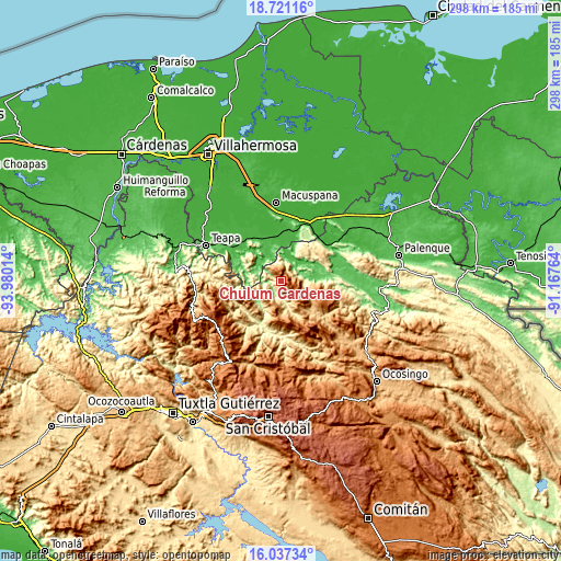 Topographic map of Chulum Cárdenas