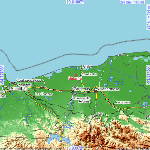 Topographic map of Betania