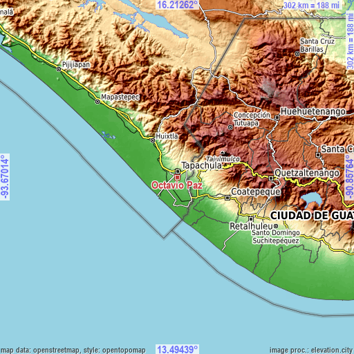 Topographic map of Octavio Paz