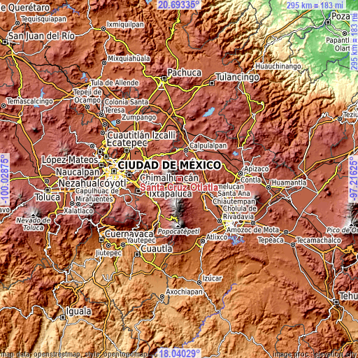 Topographic map of Santa Cruz Otlatla