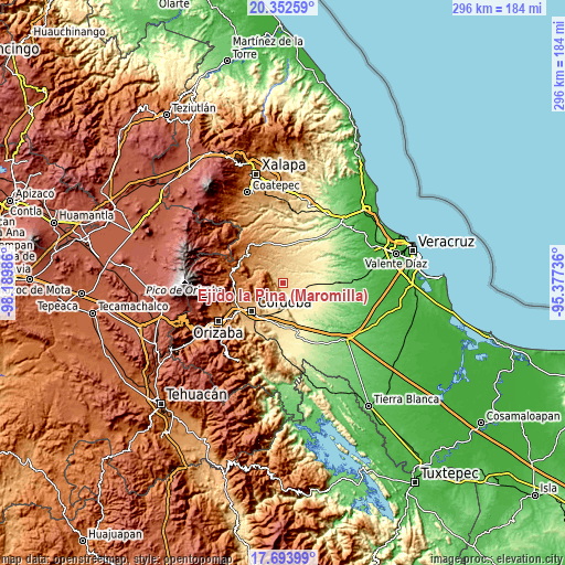 Topographic map of Ejido la Piña (Maromilla)