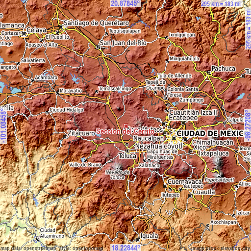 Topographic map of Sección del Cerrito