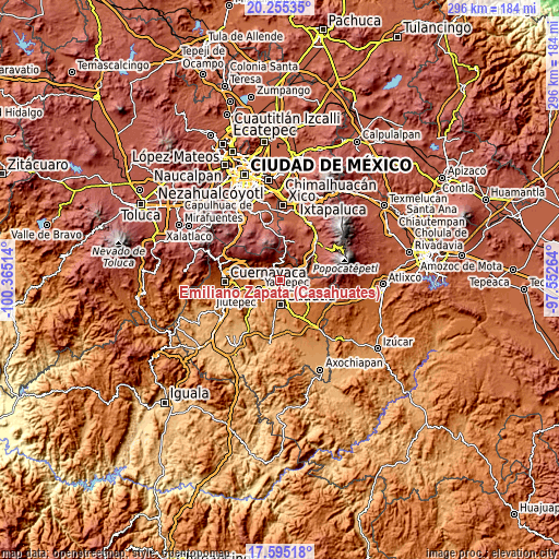 Topographic map of Emiliano Zapata (Casahuates)