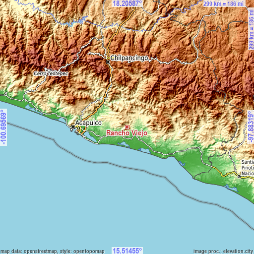 Topographic map of Rancho Viejo