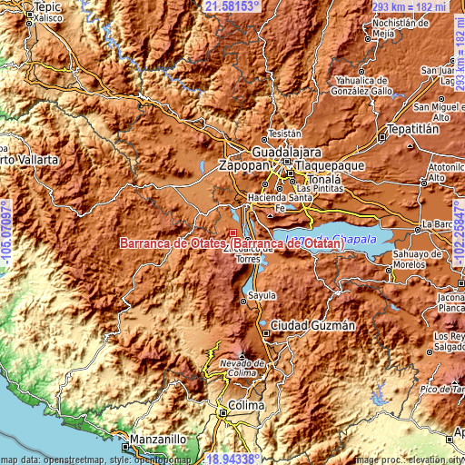 Topographic map of Barranca de Otates (Barranca de Otatán)