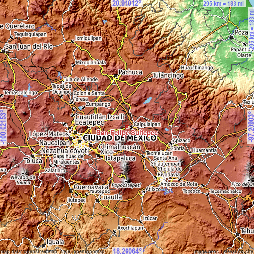 Topographic map of San Felipe Sultepec