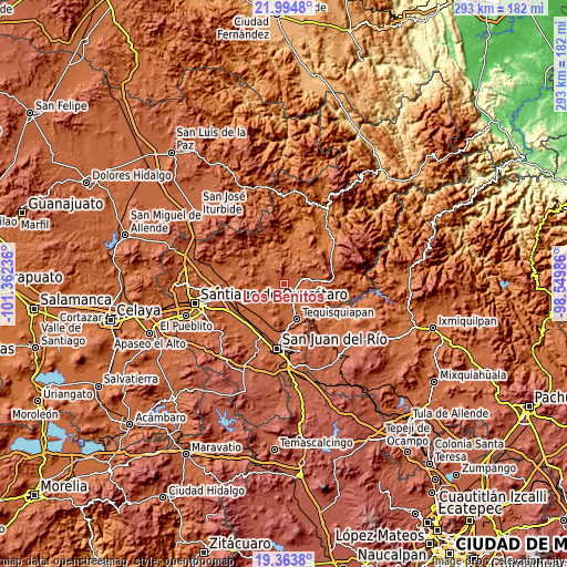 Topographic map of Los Benitos