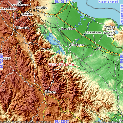 Topographic map of Santa Fe y la Mar