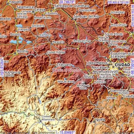 Topographic map of Barrio el Boncho