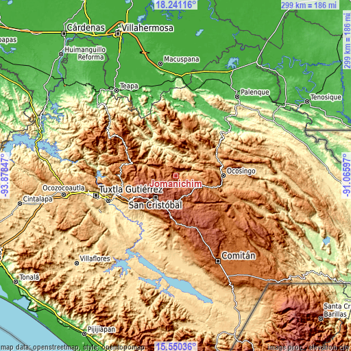 Topographic map of Jomanichim