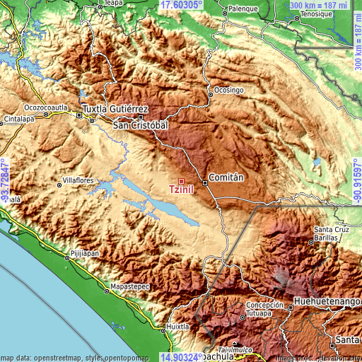 Topographic map of Tzinil