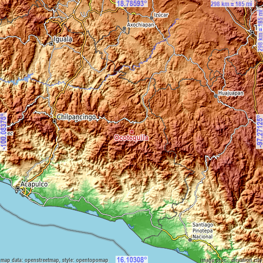 Topographic map of Ocotequila