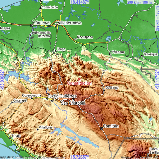 Topographic map of Constitución