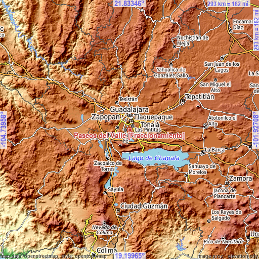 Topographic map of Paseos del Valle [Fraccionamiento]