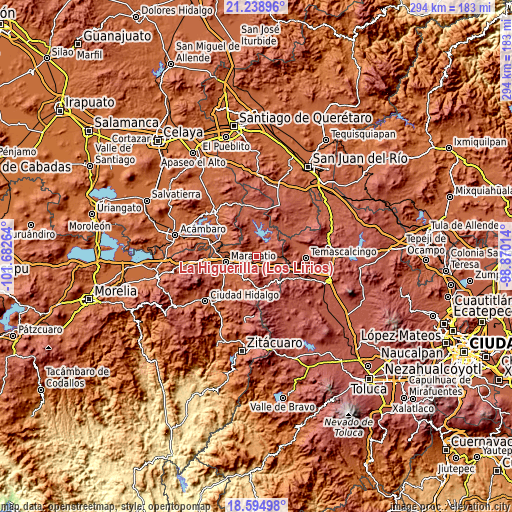 Topographic map of La Higuerilla (Los Lirios)