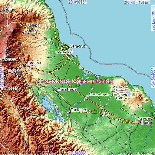 Topographic map of Zacate Colorado Segundo (Fraternidad)