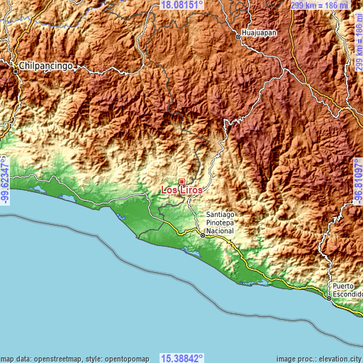 Topographic map of Los Liros