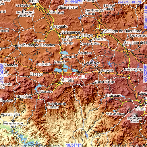 Topographic map of Francisco Villa