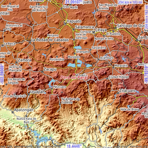 Topographic map of Peña del Panal