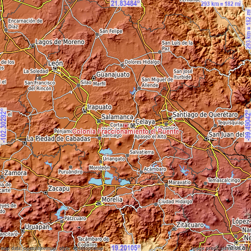 Topographic map of Colonia Fraccionamiento el Puente
