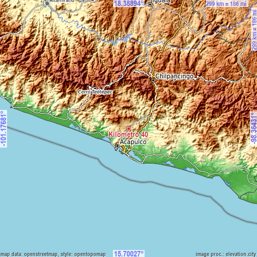 Topographic map of Kilómetro 40